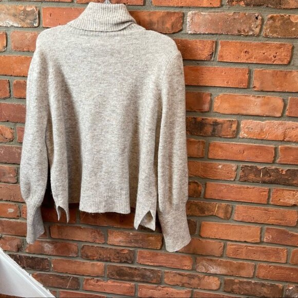 FRAME Oversized Swing Marled Knit Tan TurtleNeck Wool Alpaca Stretch Sweater XL - Picture 3 of 16